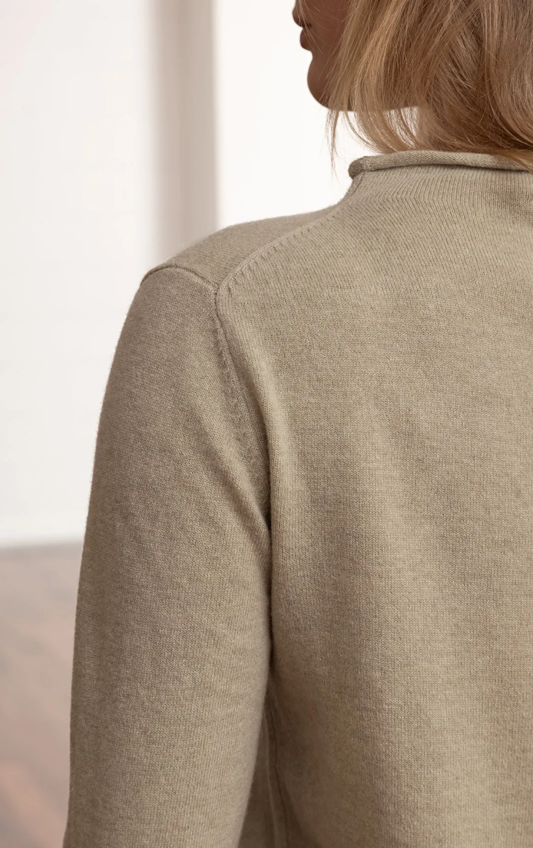 12GG BRUSHED MERINO FUNNEL NECK PULLOVER - CLEARANCE