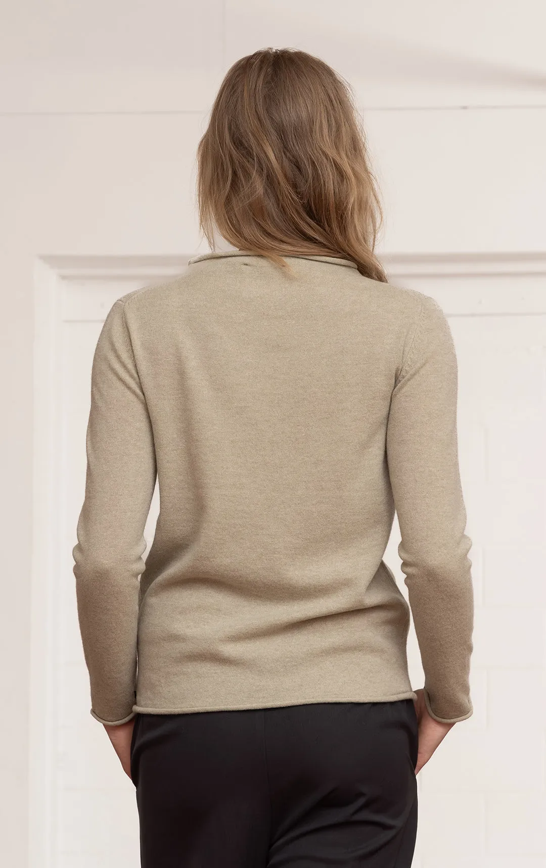 12GG BRUSHED MERINO FUNNEL NECK PULLOVER - CLEARANCE