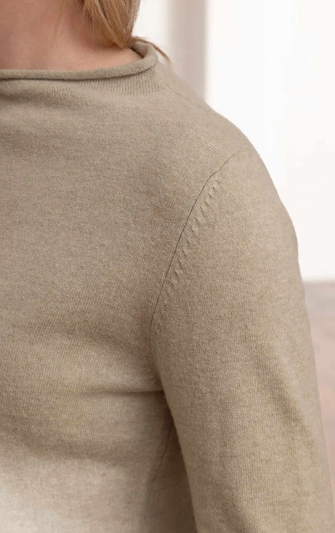 12GG BRUSHED MERINO FUNNEL NECK PULLOVER - CLEARANCE