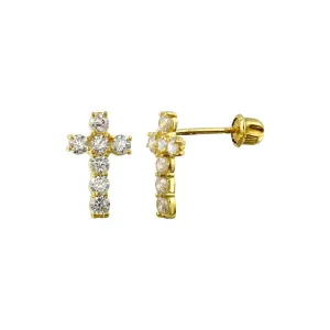 14E00035. - 14 Karat Yellow Gold Cross Screw Back Stud Earring