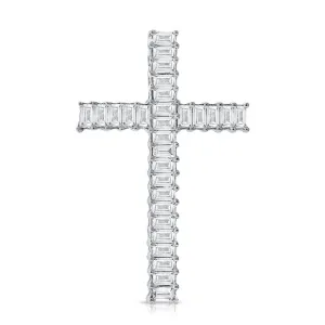 14k Gold 0.40Ct Diamond Baguette Cross, available in White, Rose and Yellow Gold