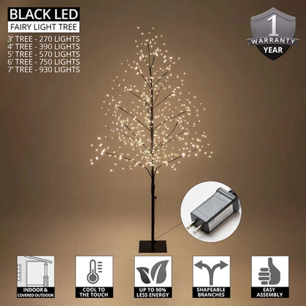 4-ft. Black Fairy Light Tree, Warm White LED