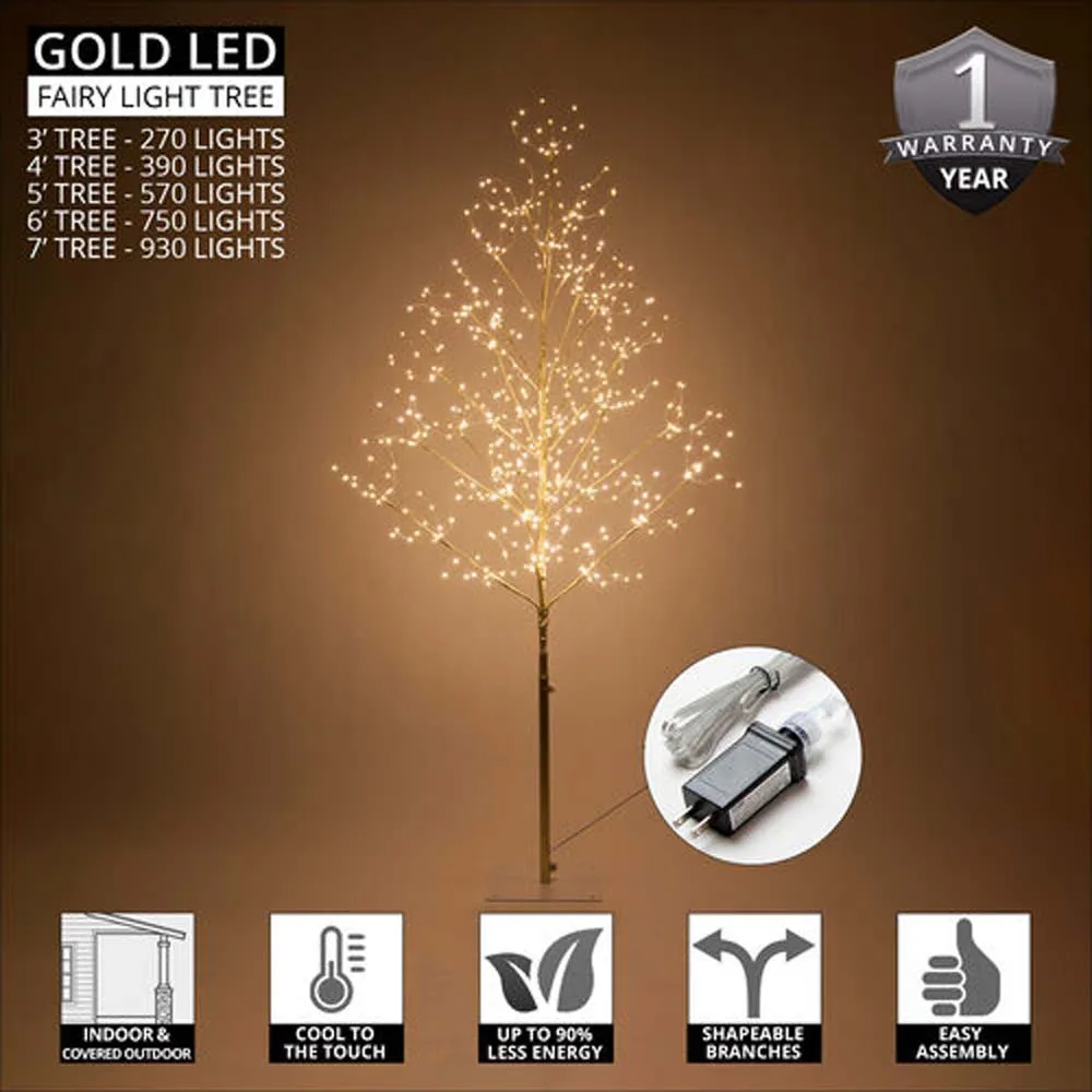 4-ft. Gold Fairy Light Tree, Warm White LED