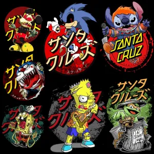 7 Horror Cartoons Streetwear Designs Bundle PNG   PSD