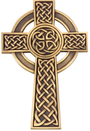 8" Knotted Celtic Cross - Antique Gold Finish