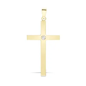 9ct Yellow 0.10ct Invisible Set Diamond Cross