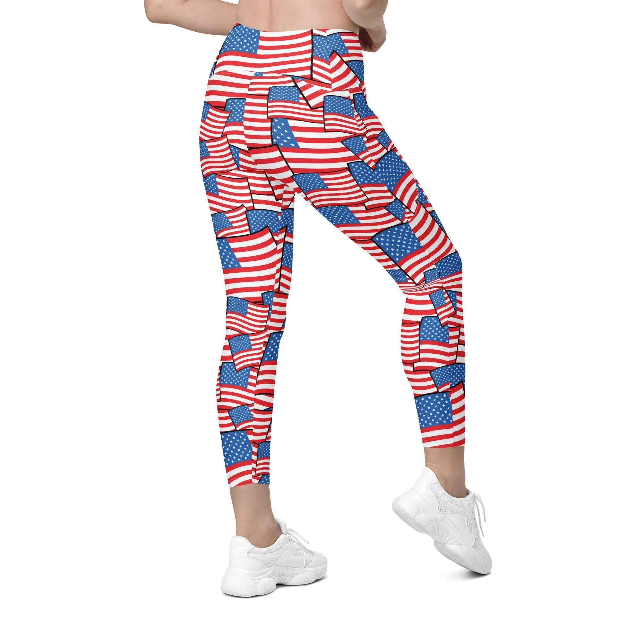 American Flag Pattern Leggings With Pockets