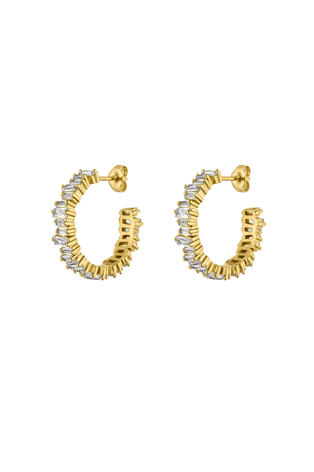 Baguette Hoops 14K Gold Plated