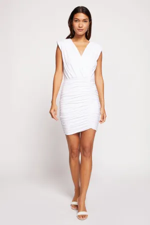 Bailey 44 Carlene Crossover Shirred Dress in White