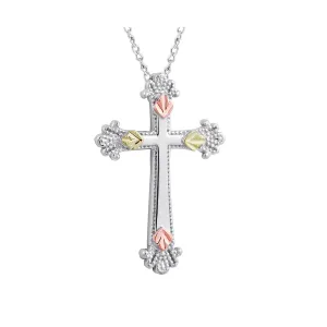 Black Hills Gold Silver Cross Pendant