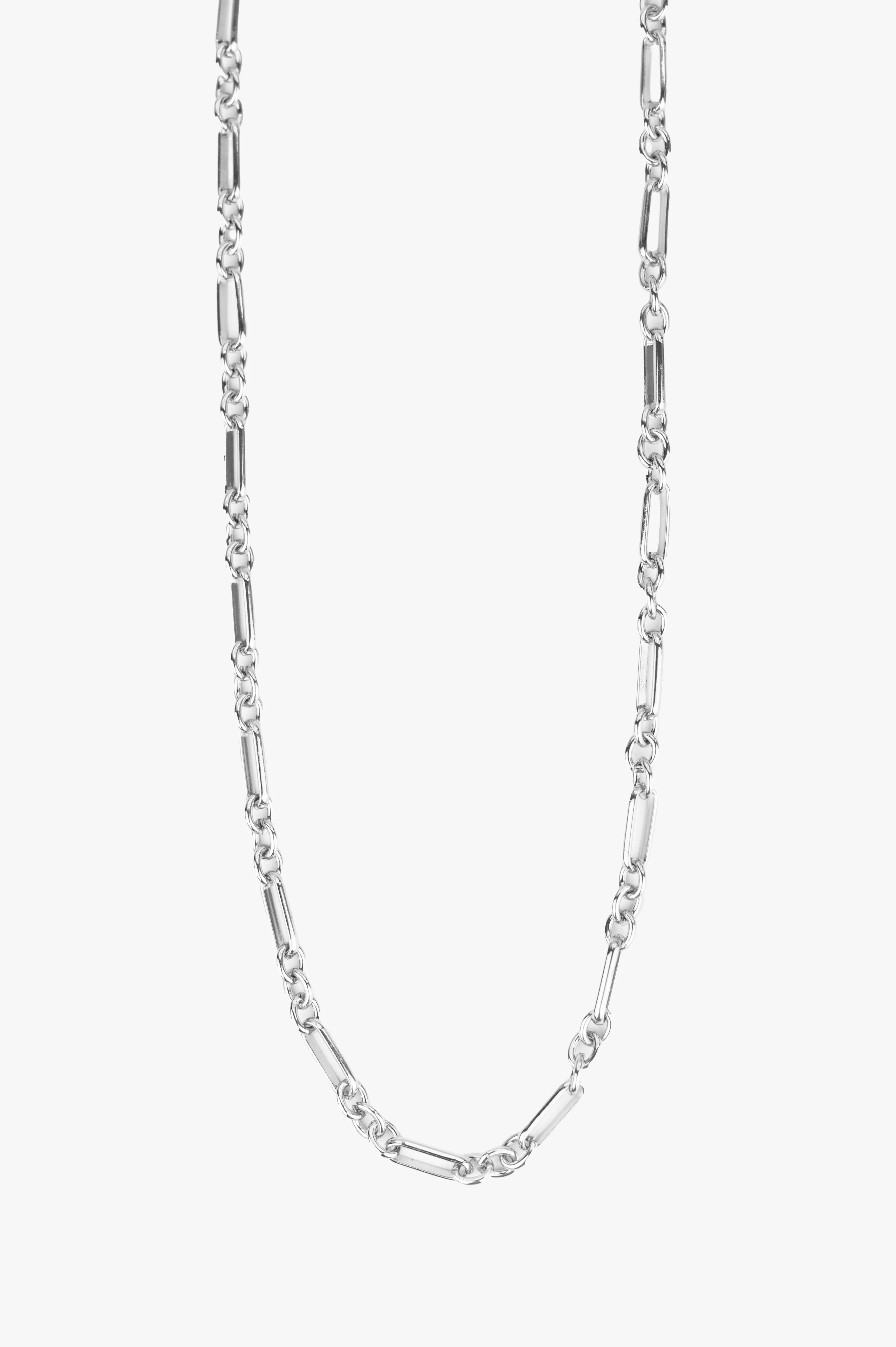 Circle and Oval Necklace Rhodium