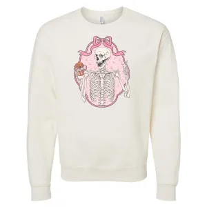 'Coquette Coffee Skeleton' Crewneck Sweatshirt