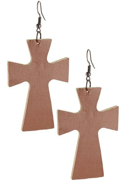 Cross Faux Leather Earrings (More Colors)