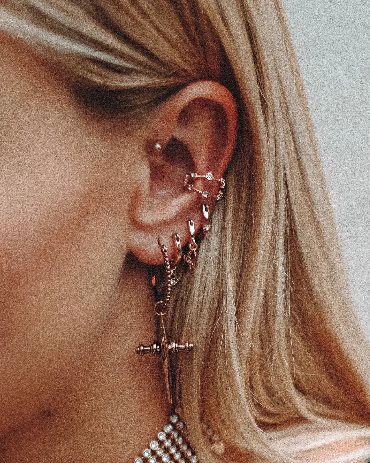 Cross Hoops- Rose Gold