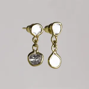 Double Diamond Slice Drop Earrings