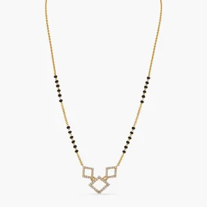 Geometric CZ Charms Silver Mangalsutra