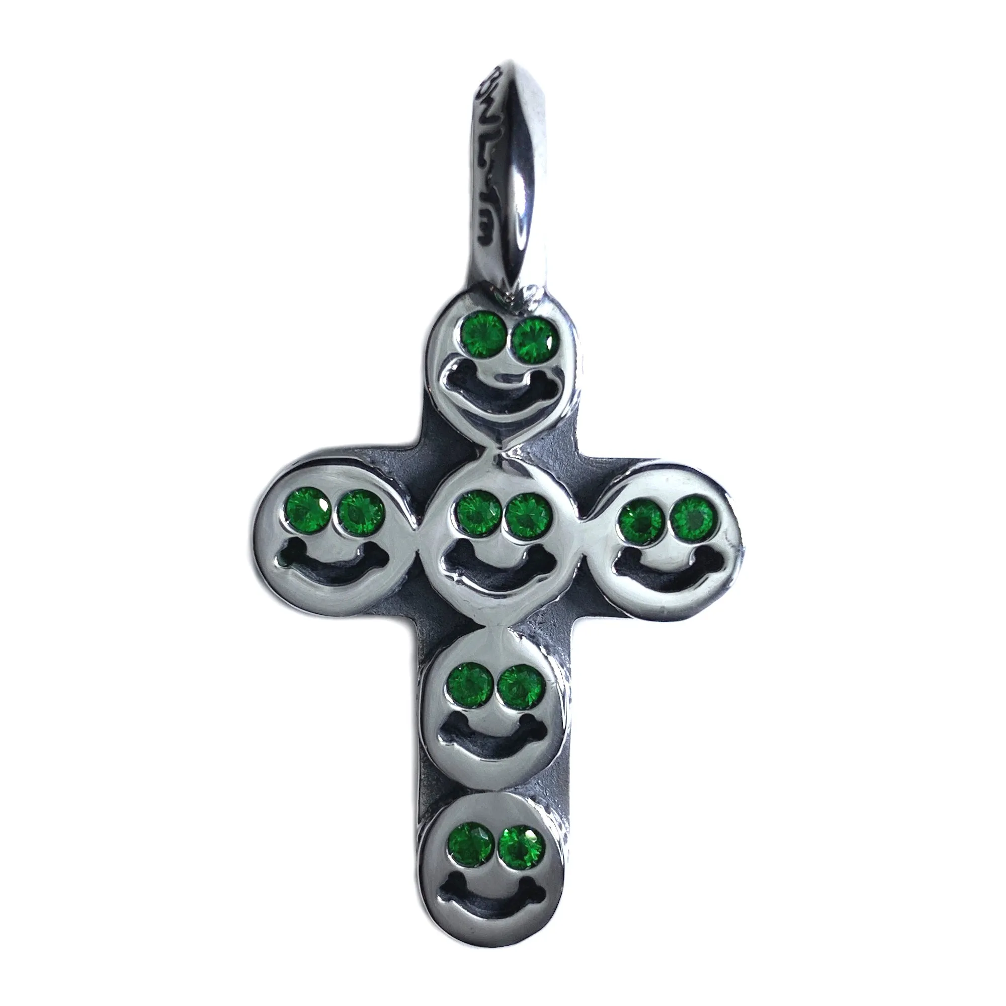 Happy Face Cross Pendant with Stones