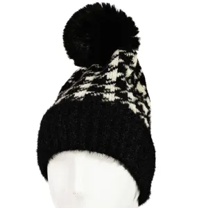 Houndstooth Print Beanie