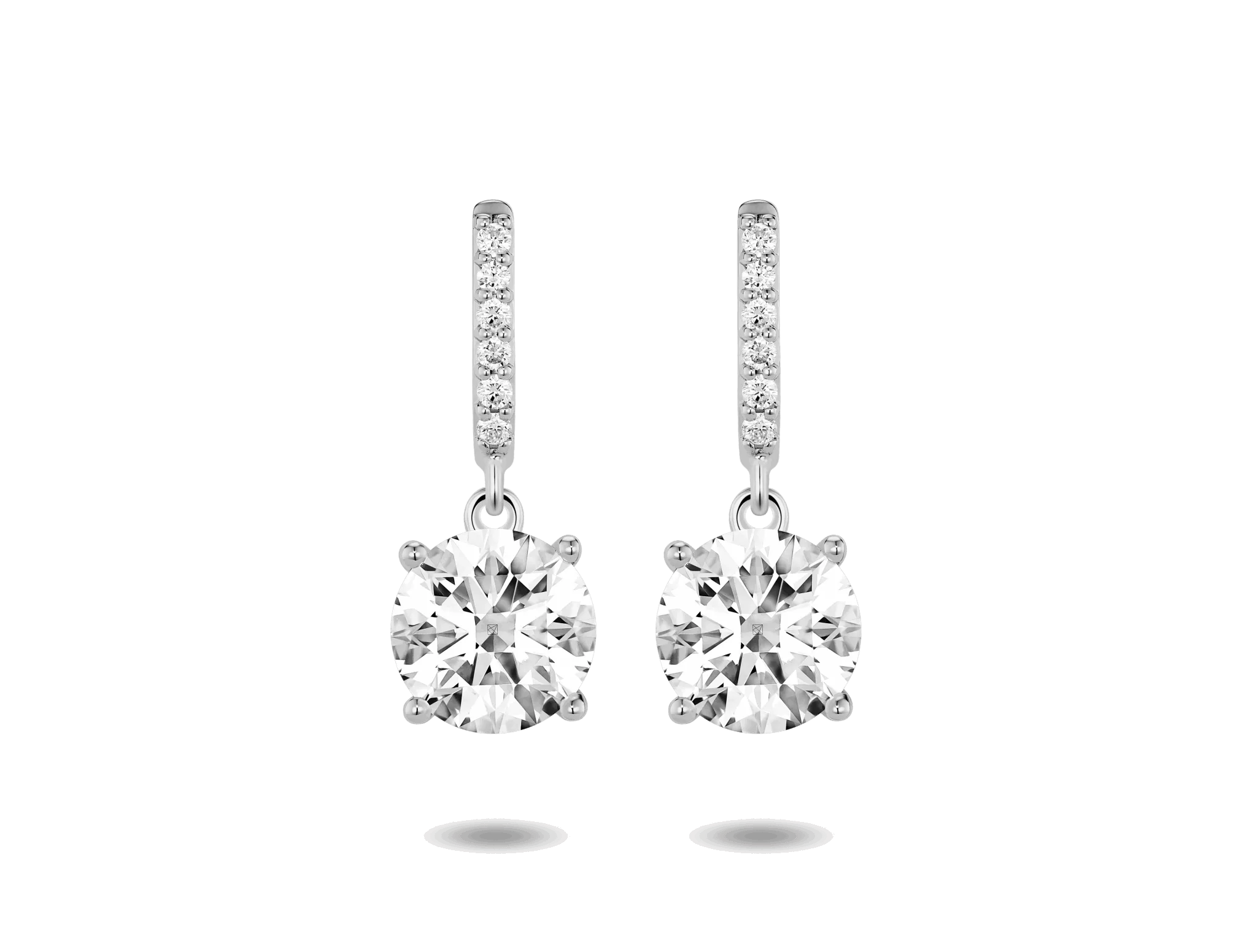 Lab-Grown Diamond 2ct. tw. Round Brilliant Solitaire Drop Earrings | White