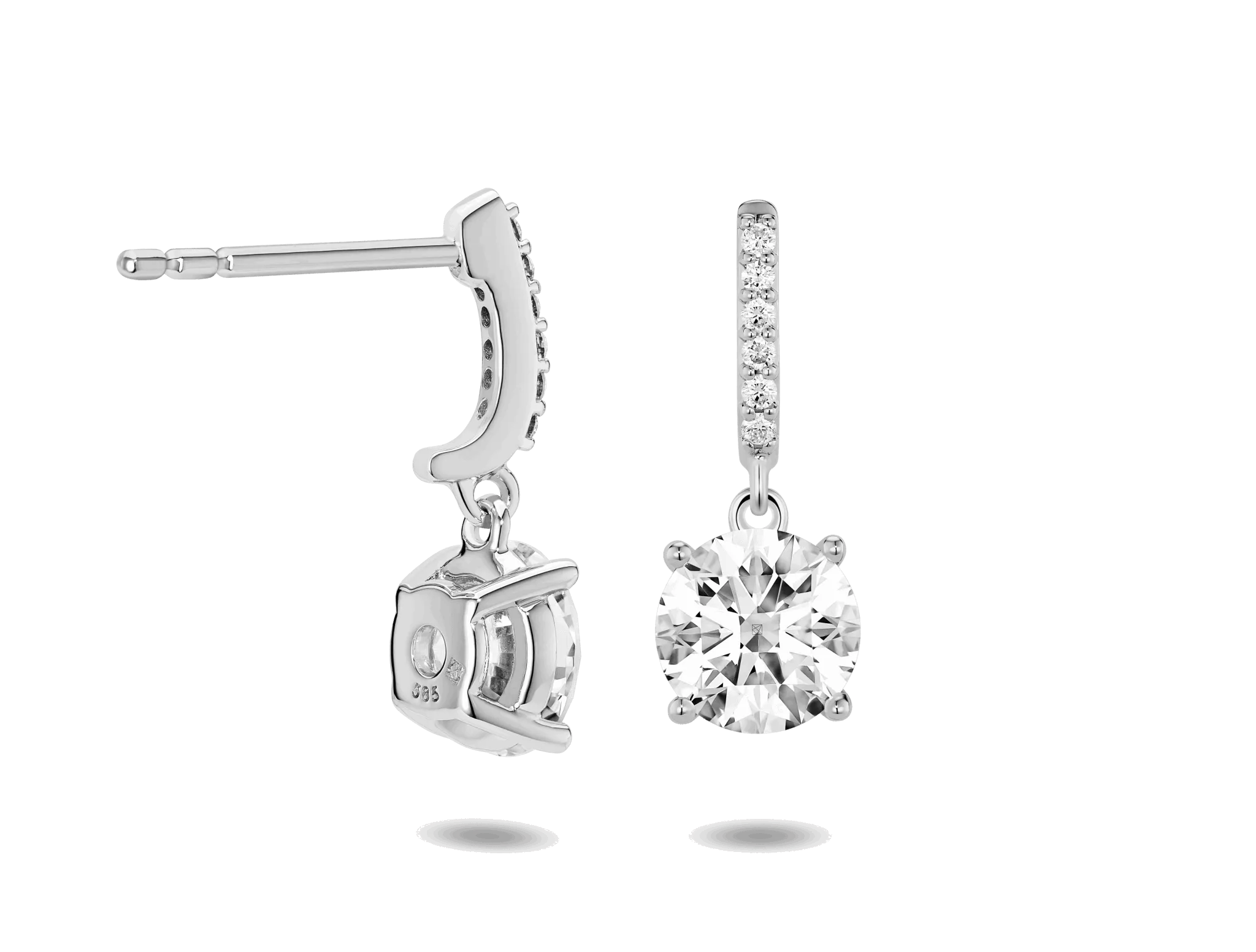 Lab-Grown Diamond 2ct. tw. Round Brilliant Solitaire Drop Earrings | White