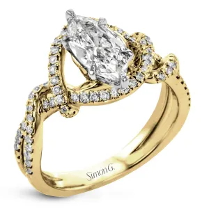 Marquise-Cut Halo Engagement Ring In 18k Gold With Diamonds