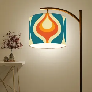 Mid Century Modern Orange Teal Mustard Yellow Retro Mod Arc Floor Lamp