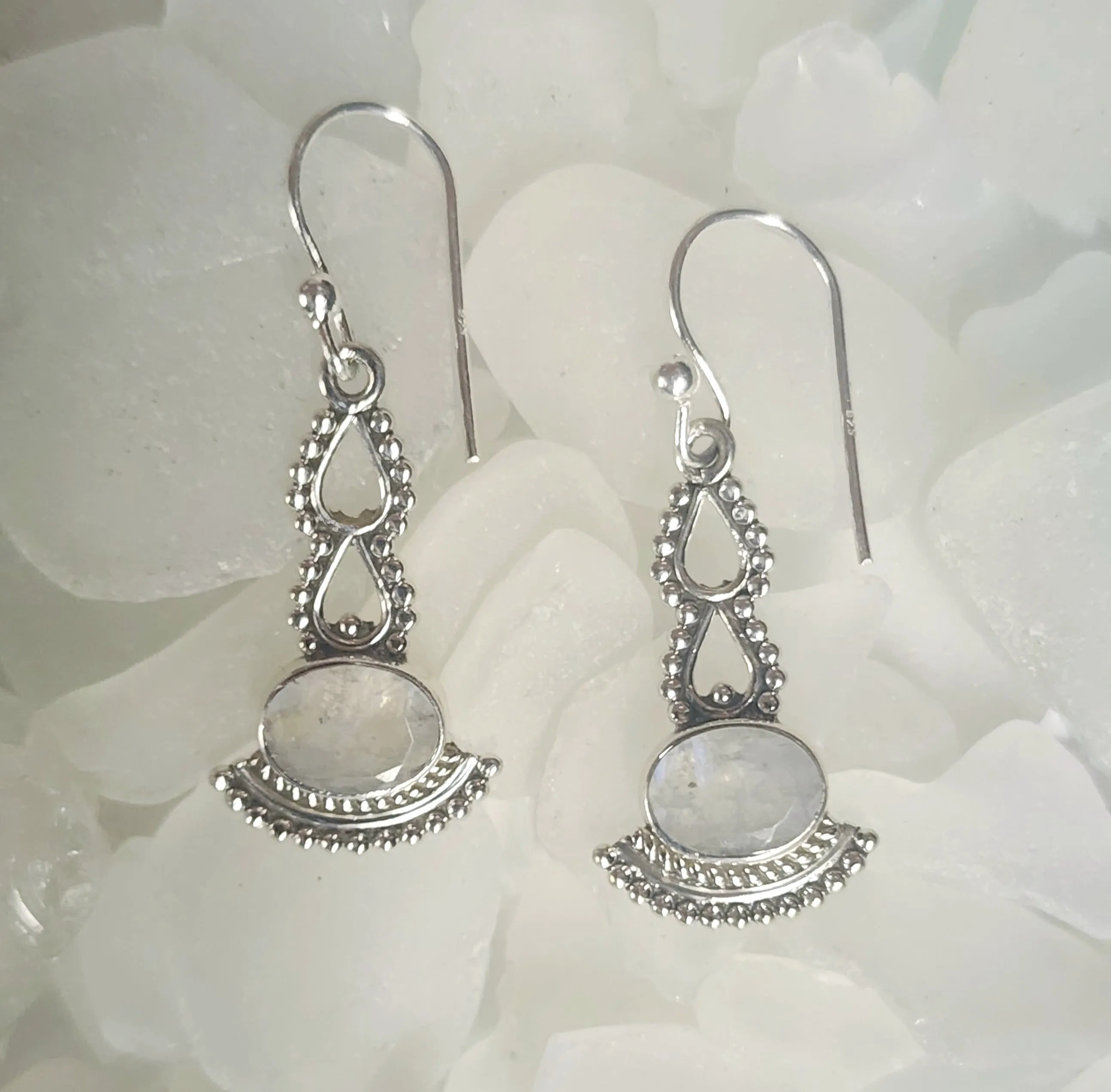 Moonstone Double-Loop Drop Earrings