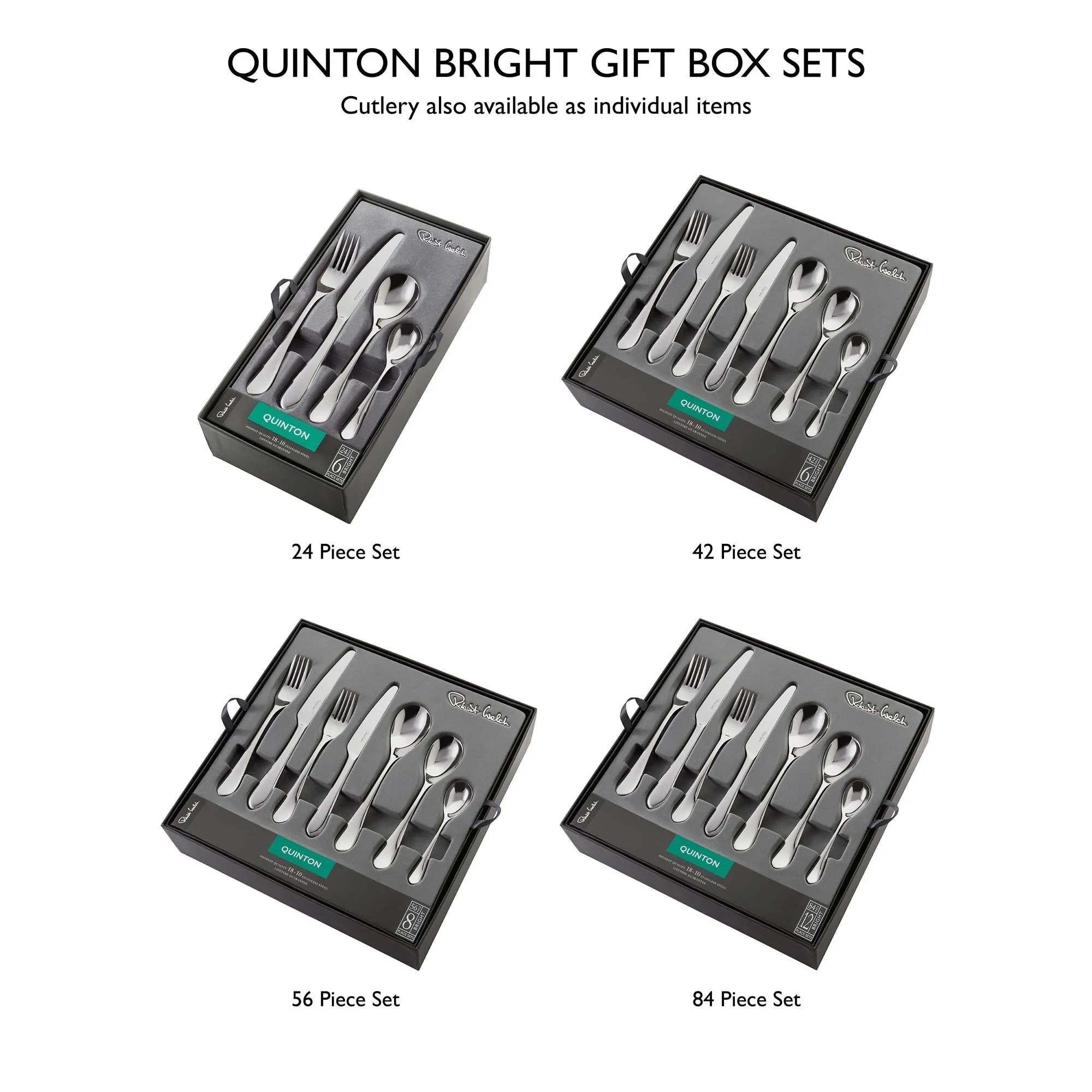 Quinton Bright Cutlery Set, 30 Piece for 6 People - 6 Free Steak Knives