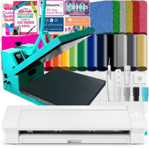 Silhouette Cameo 4 PLUS - 15" w/ 15" x 15" Turquoise Heat Press Bundle