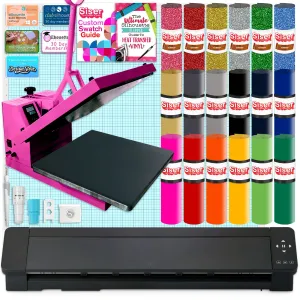 Silhouette Cameo 5 PRO MK-II with 15" x 15" Pink Heat Press & Siser HTV