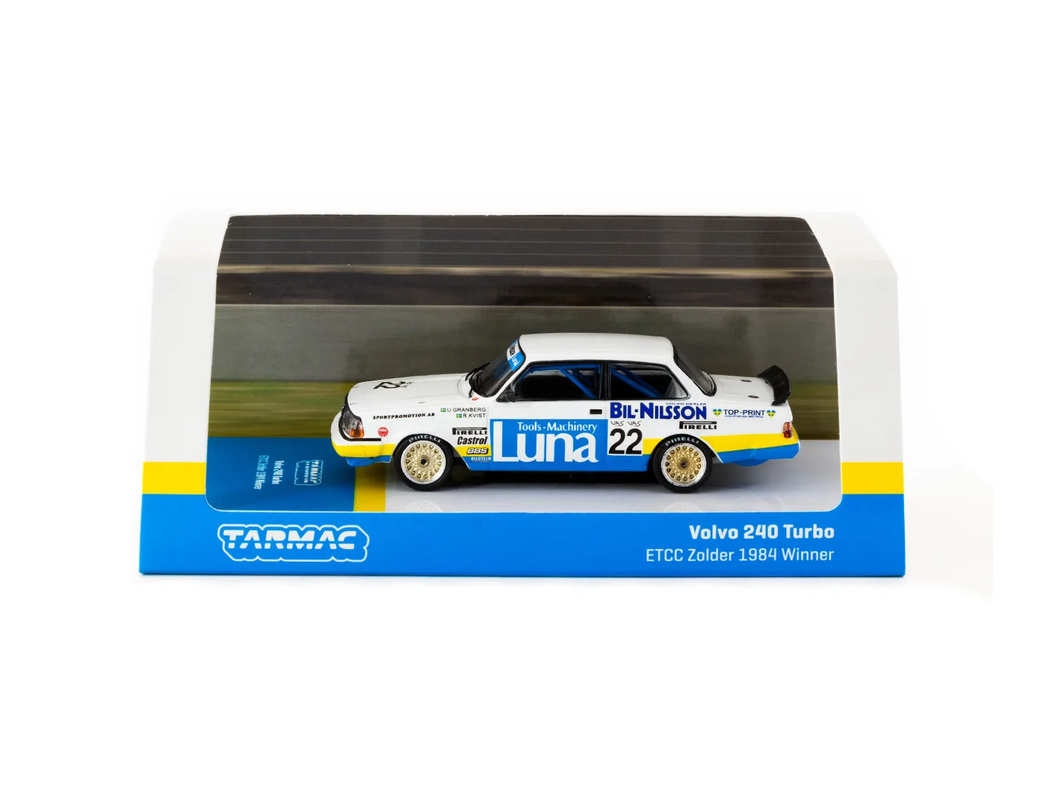 Tarmac Works 1/64 Volvo 240 Turbo ETCC Zolder 1984 Winner Ulf Granberg / Robert L. Kvist #22 - HOBBY64