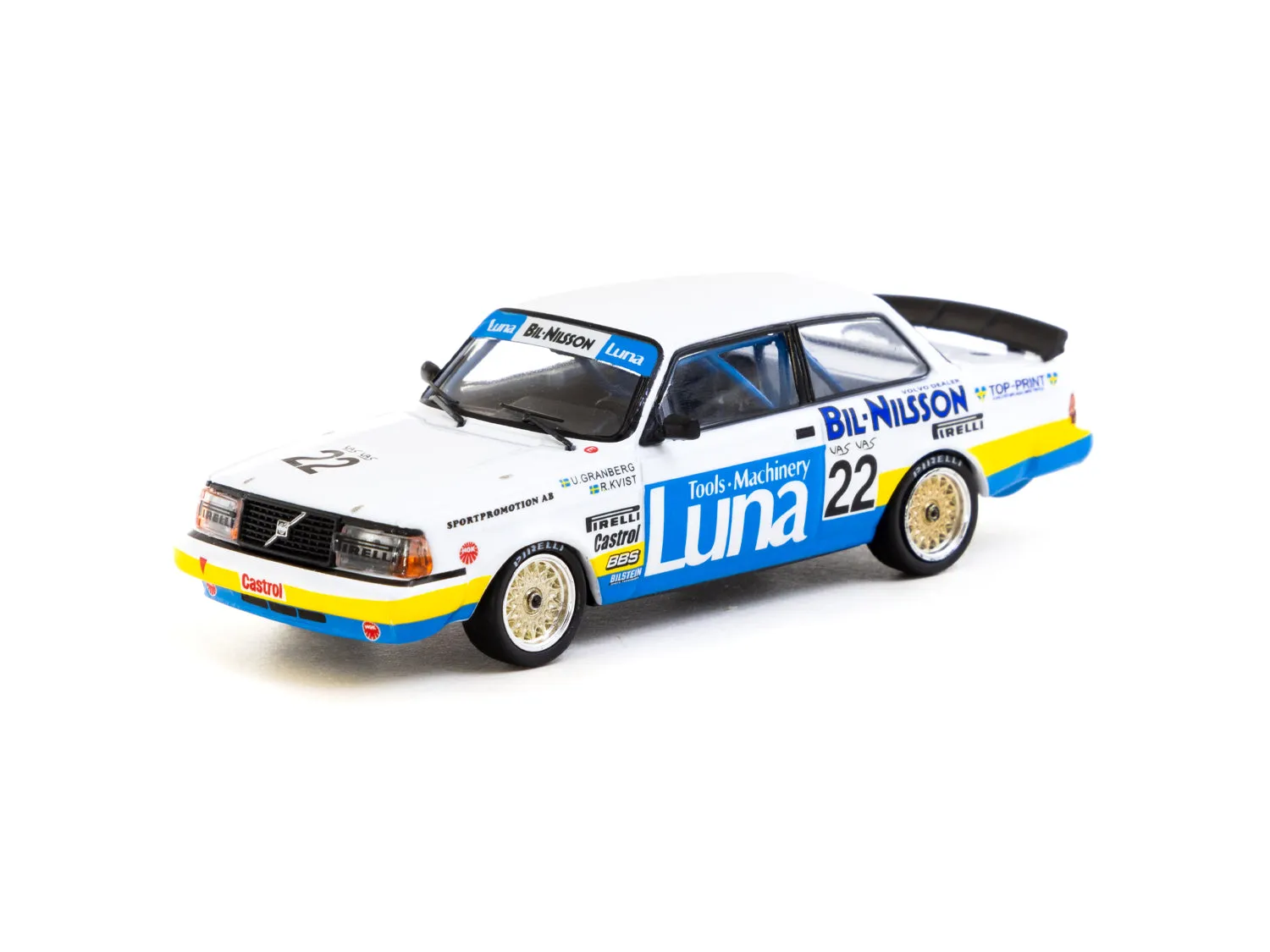 Tarmac Works 1/64 Volvo 240 Turbo ETCC Zolder 1984 Winner Ulf Granberg / Robert L. Kvist #22 - HOBBY64